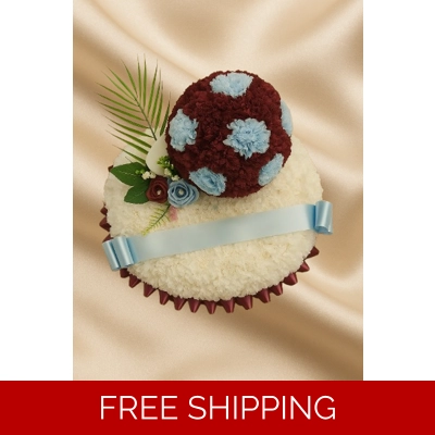 Burgundy and Blue Football Funeral Tribute – Artificial Memorial Flowers